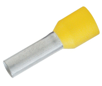 Eristetty pääteholkki 6,0mm²/12mm keltainen 100kpl/pkk Eristetty pääteholkki 6,0mm²/12mm keltainen 100kpl/pkk