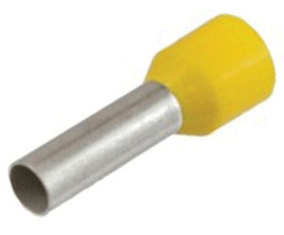 Eristetty pääteholkki 6,0mm²/18mm keltainen 100kpl/pkk Eristetty pääteholkki 6,0mm²/18mm keltainen 100kpl/pkk
