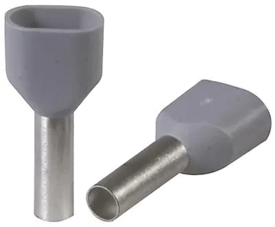 Eristetty pääteholkki 2x0,75mm²/8mm harmaa 100kpl/pkk Eristetty pääteholkki 2x0,75mm²/8mm harmaa 100kpl/pkk