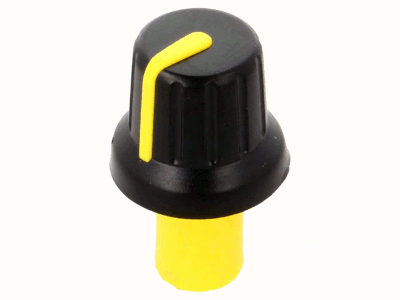 Laitenuppi muovi 6mm/16mm musta/keltainen