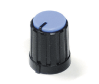 Laitenuppi muovi 6mm/13,3mm musta/sininen