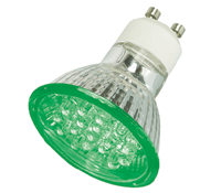 LED-lamppu GU10 230Vac 1,2W vihreä