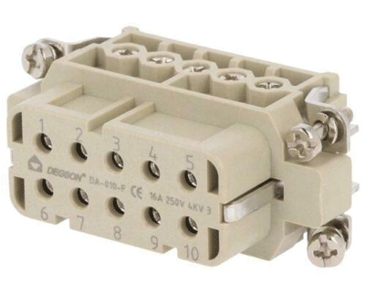HAE-liitinosa 10-nap. naaras 16A 250Vac (DA-010-F) HAE-liitinosa 10-nap. naaras 16A 250Vac (DA-010-F)