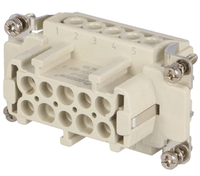 HBE-liitinosa 10-nap. naaras 16A 500Vac HBE-liitinosa 10-nap. naaras 16A 500Vac