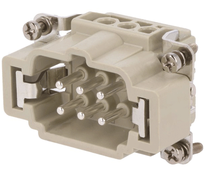 HBE-liitinosa 6-nap. uros 16A 500Vac HBE-liitinosa 6-nap. uros 16A 500Vac