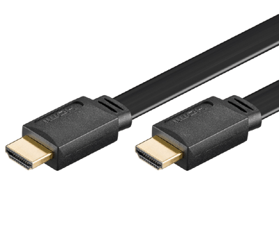 HDMI-liitäntäkaapeli litteä Full-HD Ethernet/3D musta 2m
