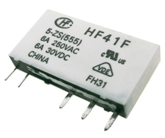 Piirikorttirele 1-vaihtokosketin 5Vdc 6A/250Vac (HF41F/005-ZS)