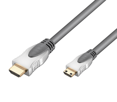 HDMI/mini-HDMI-liitäntäkaapeli Ultra-HD/3D harmaa 1,5m *