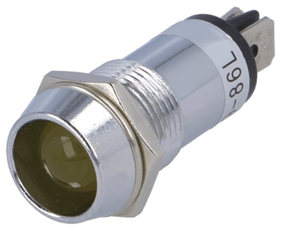 LED-merkkilamppu 12Vdc keltainen 14mm