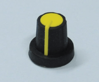Laitenuppi muovi 6mm/16mm musta/keltainen *