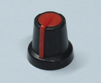 Laitenuppi muovi 6mm/16mm musta/punainen