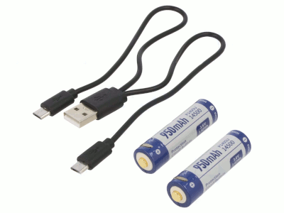 Li-Ion-akku USB-latauksella AA/R6 3,6V 950mAh 2kpl/pkk (P1495U)