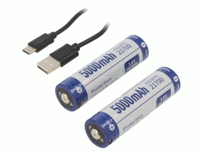 Li-Ion-akku USB-latauksella 2kpl/pkk 3,6V 5000mAh (P2150TC)