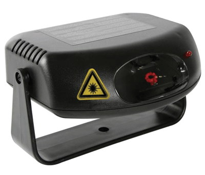 Laser-efekti 16 esiohjelmoitua kuviota 230Vac/9Vdc 4,9mW