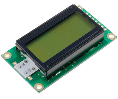 LCD-näyttö ASCII 2x8 merkkiä taustavalolla vihreä