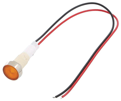 LED-merkkilamppu johdoilla 12Vac/dc oranssi 10mm (IND10P-12Y-W)