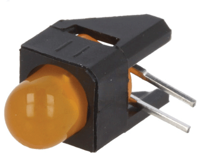LED 5mm kulma/piirilevylle 2-2,4Vdc 6,5mcd keltainen (HLMP-3401-E00B2)