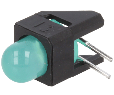 LED 5mm kulma/piirilevylle 2,1-2,7Vdc 4,7mcd vihreä (HLMP-3507-D00B2)