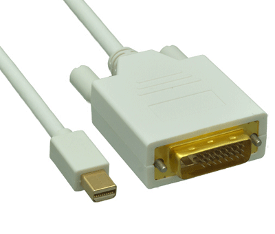 Mini-DisplayPort/DVI -liitäntäkaapeli Dual-Link valkoinen 3m
