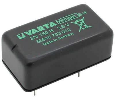 NiMh-akku piirilevylle (Mempac-S-H) 3,6V 150mAh (55615703012)