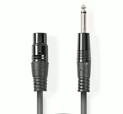 Audioliitäntäkaapeli 6,3mm monoplugi/XLR-naaras 1,5m