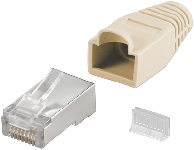 Modular-pistoke suojattu taivutussuojalla 8/8-nap. (RJ45) beige