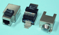 Modular-runkoliitin paneeliin, 8/8-napainen (RJ45/Cat5e) STP suojattu *