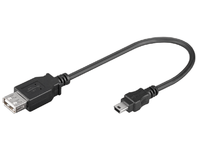 Mini-USB-B / USB-A-liitäntäkaapeli musta 0,2m