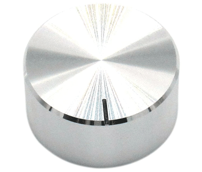 Laitenuppi alumiini/muovi 6,35mm/29x14mm hopea