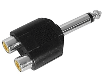 Liitinadapteri 6,3mm monoplugi / 2xRCA-liitin naaras *