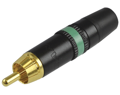 RCA-pistoke uros metalli/kullattu vihreä (NYS373-5)
