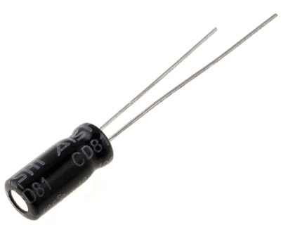 Elektrolyyttikondensaattori pystymalli 10uF 63V R-2,5