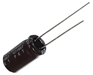 Elektrolyyttikondensaattori pystymalli 6,8uF 100V R-2