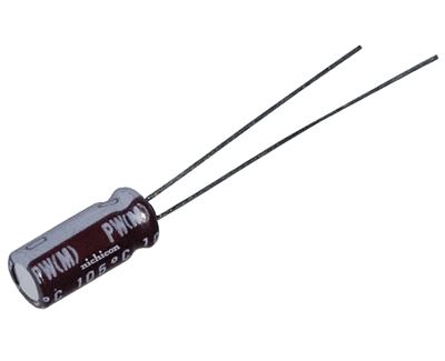 Elektrolyyttikondensaattori pystymalli 10uF 100V R-2,5 Low-ESR