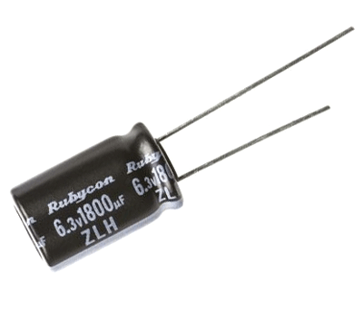 Elektrolyyttikondensaattori pystymalli 1800uF 6,3V R-5 Low-ESR