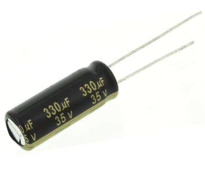 Elektrolyyttikondensaattori low-ESR pystymalli 330uF 35V R-3,5