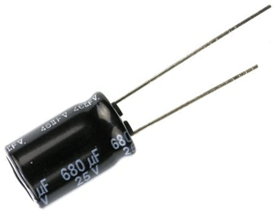 Elektrolyyttikondensaattori low-ESR pystymalli 680uF 25V R-5 (EEUFR1E681)