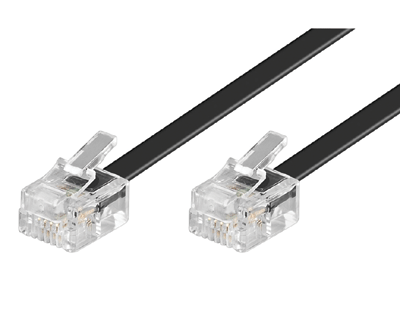 Puhelinliitäntäkaapeli ristiinkytketty RJ11/RJ11 musta 1m