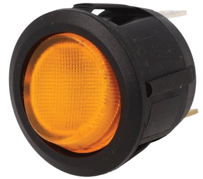 Keinuvipukytkin LED-merkkivalolla 1xON-OFF 20A 14Vdc keltainen