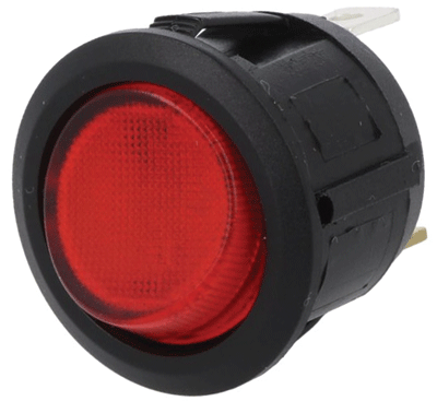 Keinuvipukytkin LED-merkkivalolla 1xON-OFF 20A 14Vdc punainen