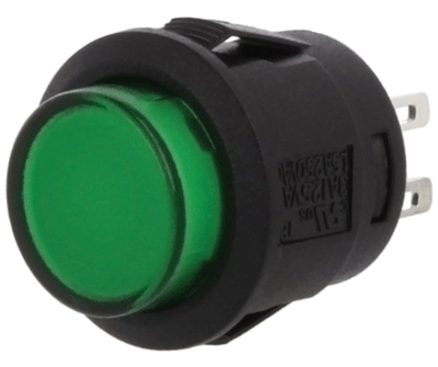 Painokytkin LED-merkkivalolla 1xON-OFF 1,5A 250Vac vihreä