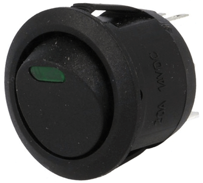 Keinuvipukytkin LED-merkkivalolla 1xOFF-(ON) 20A 14Vdc vihreä * Keinuvipukytkin LED-merkkivalolla 1xOFF-(ON) 20A 14Vdc vihreä *