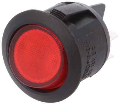 Keinuvipukytkin LED-merkkivalolla 2xON-OFF 20A 14Vdc punainen
