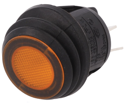 Keinuvipukytkin merkkivalolla 2xON-OFF 10A 250Vac IP65 keltainen Keinuvipukytkin merkkivalolla 2xON-OFF 10A 250Vac IP65 keltainen