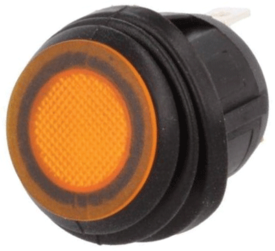 Keinuvipukytkin LED-merkkivalolla 1xON-OFF 20A 14Vdc IP65 keltainen