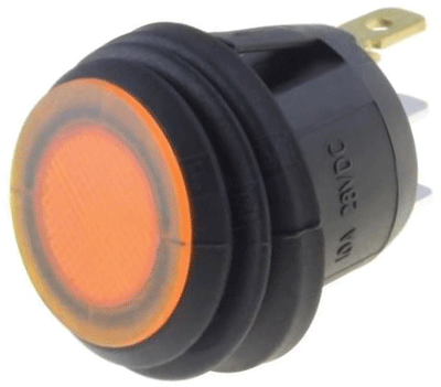 Keinuvipukytkin LED-merkkivalolla 1xON-OFF 10A 24Vdc IP65 keltainen