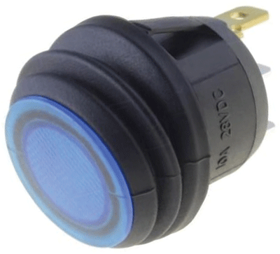 Keinuvipukytkin LED-merkkivalolla 1xON-OFF 10A 24Vdc IP65 sininen