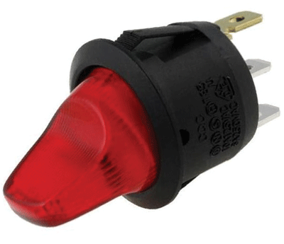 Keinuvipukytkin LED-merkkivalolla 1xON-OFF 10A 250Vac punainen