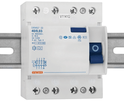 Vikavirtasuojakytkin DIN-kiskoon 3x40A / 30mA (GW94927)