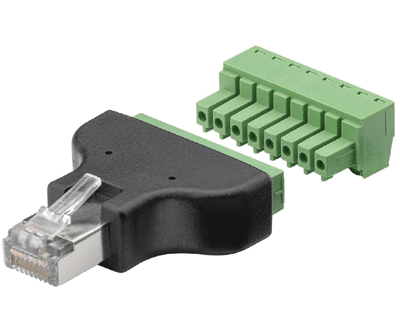 Modular-pistoke ruuviliitännällä 8/8-napainen RJ45 UTP